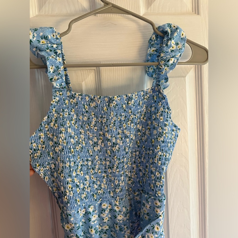 Blue floral romper